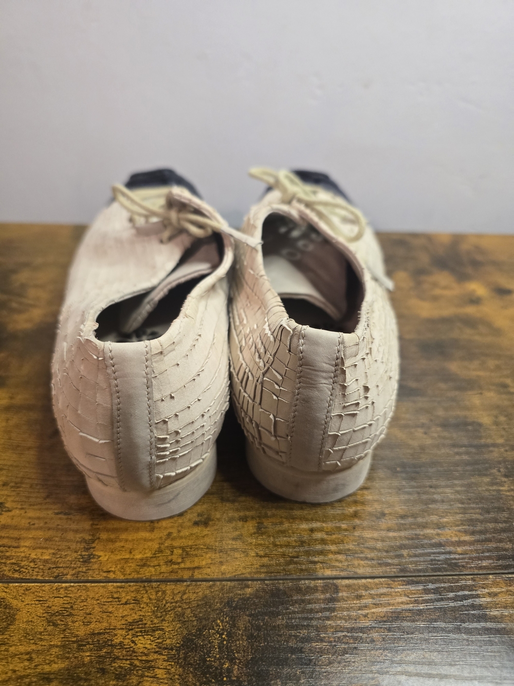 Papucei Woven Leather Flats Scale Texture Laced Contrast Toe EU 38 US 7.5-8 - Picture 3 of 6